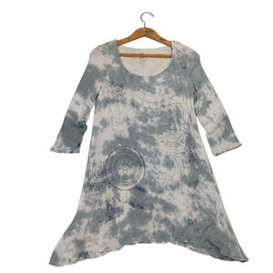 Miracle Body by Miraclesuit Tie Dye Map Print Tunic Top Size S Slimming Blue